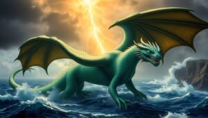 Epic Dragon Over Stormy Ocean – free AI stock image