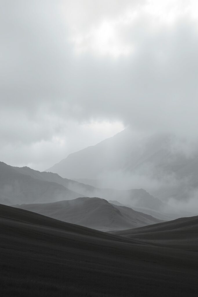 Ethereal Black and White Landscape – free AI stock image