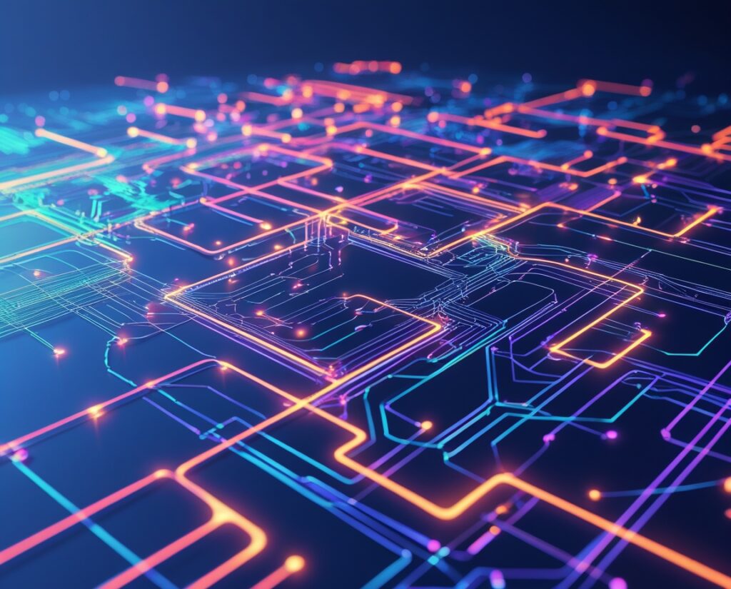 Ethereal Circuitry Glowing in the Dark – free AI stock image