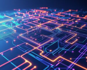 Ethereal Circuitry Glowing in the Dark – free AI stock image