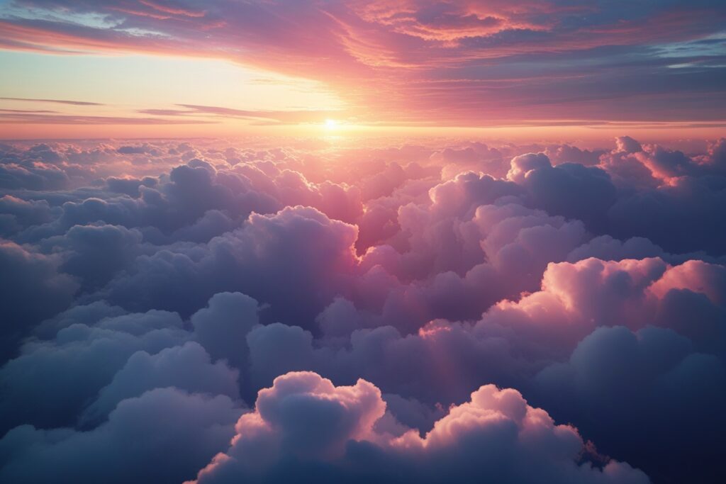 Ethereal Clouds Above a Vibrant Sunset – free AI stock image