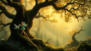 Ethereal Creatures in Bronze Forest – free AI stock image
