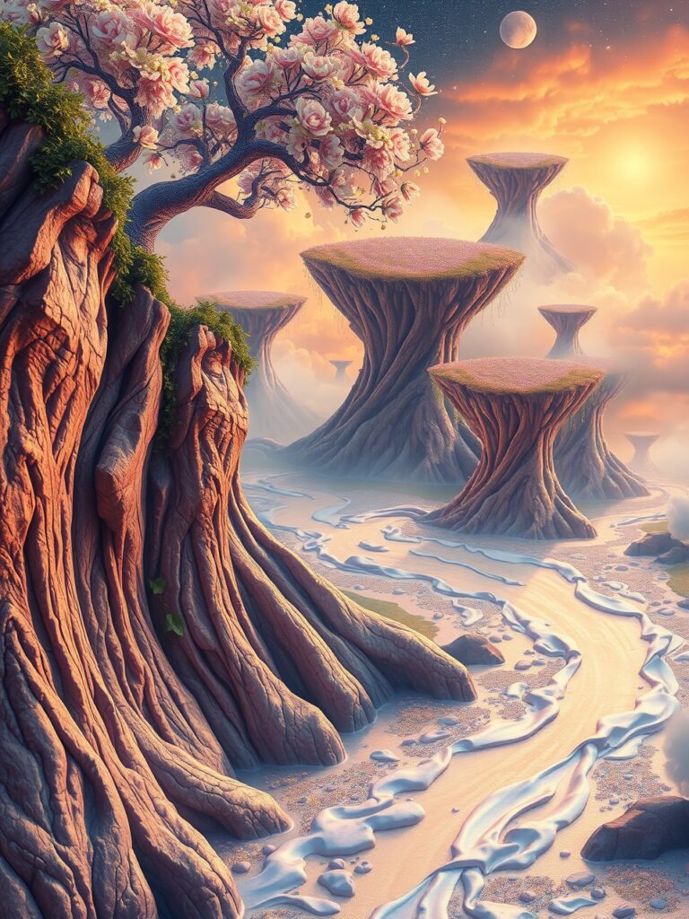 Ethereal Dreams in a Twisted Landscape – free AI stock image