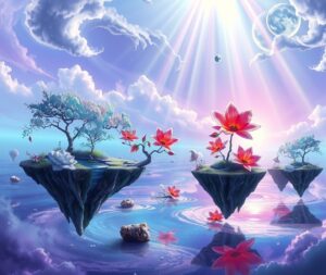 Ethereal Dreamscape with Floating Islands – free AI stock image