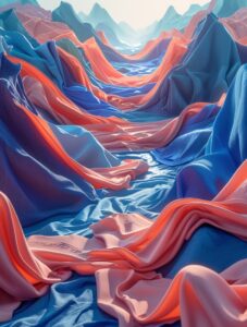 Ethereal Fashion: Whimsical Fabric Landscapes – free AI stock image