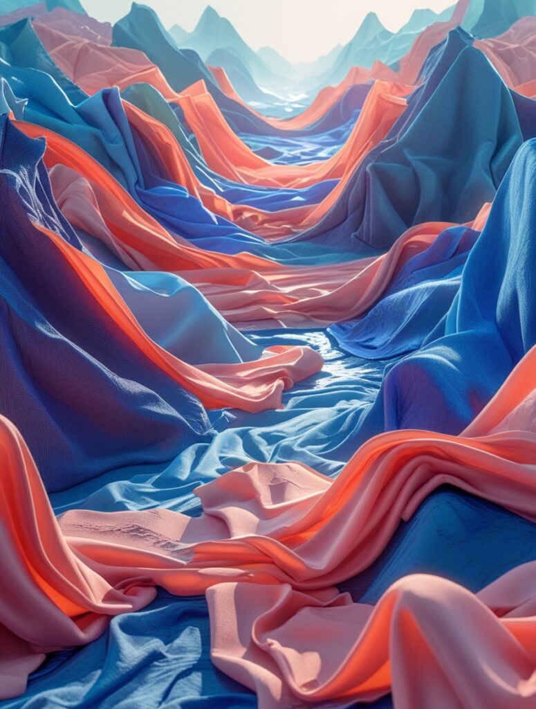 Ethereal Fashion: Whimsical Fabric Landscapes – free AI stock image