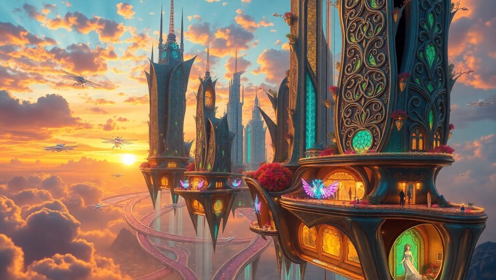 Ethereal Floating Cityscape – free AI stock image