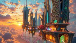 Ethereal Floating Cityscape – free AI stock image