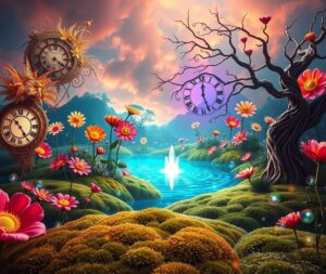 Ethereal Garden of Clockwork Dreams – free AI stock image