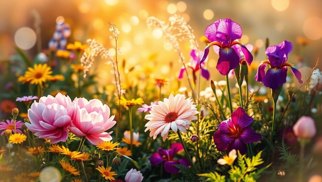 Ethereal Garden with Bokeh Lights – free AI stock image