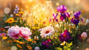 Ethereal Garden with Bokeh Lights – free AI stock image