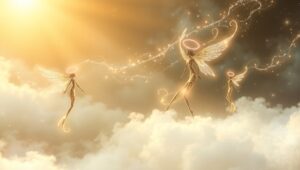 Ethereal Landscape of Celestial Beings – free AI stock image