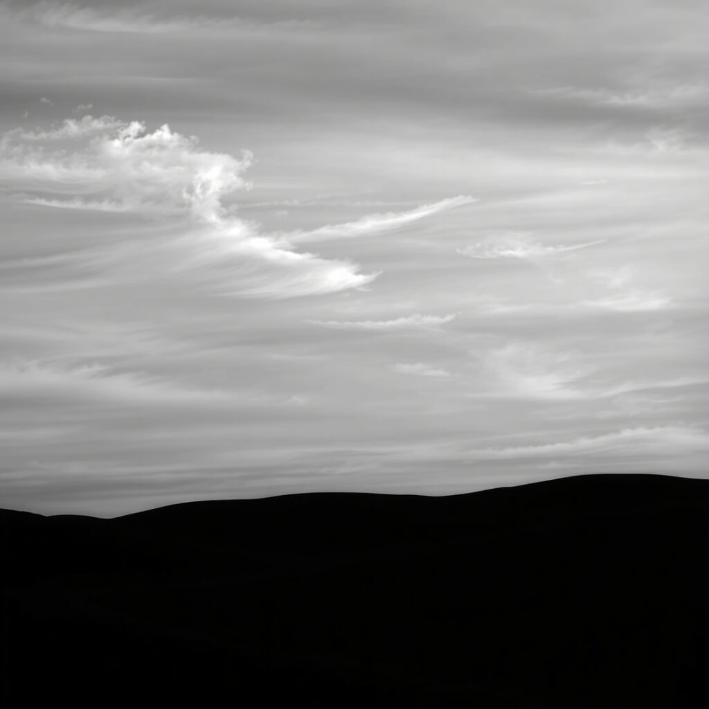 Ethereal Monochrome Landscape at Dusk – free AI stock image