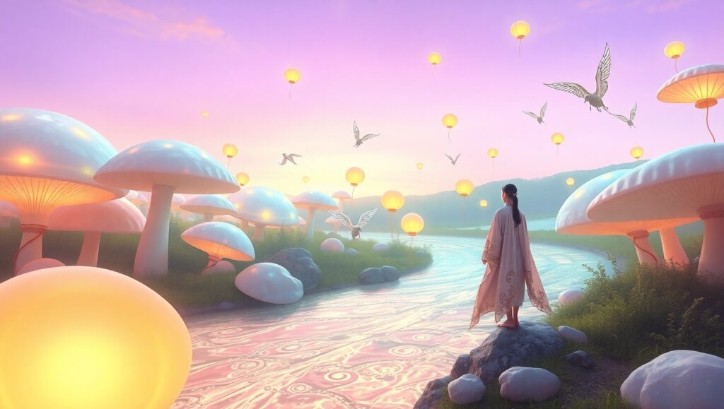 Ethereal Mushroom Wonderland – free AI stock image