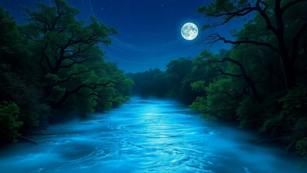 Ethereal River Under Starry Skies – free AI stock image