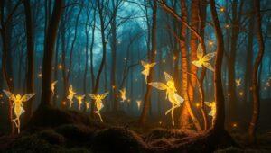 Ethereal Spirits in Twilight Forest – free AI stock image