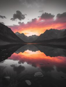 Ethereal Sunset Over a Dreamlike Landscape – free AI stock image