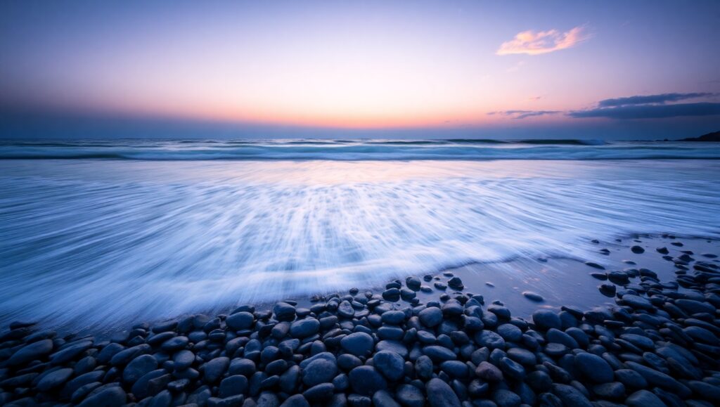 Ethereal Waves at Dusk – free AI stock image