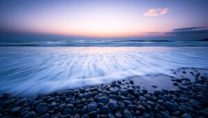 Ethereal Waves at Dusk – free AI stock image