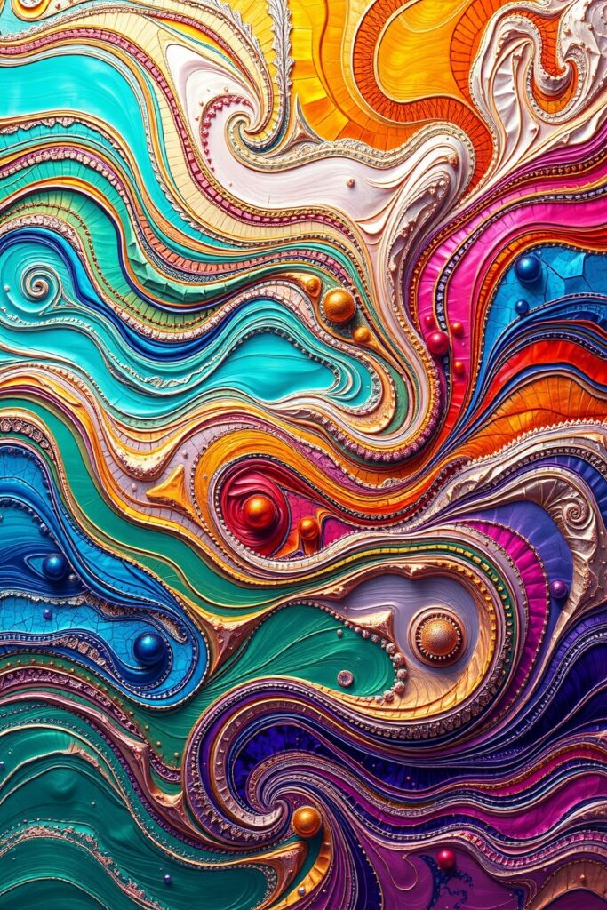 Ethereal Waves of Colorful Patterns – free AI stock image