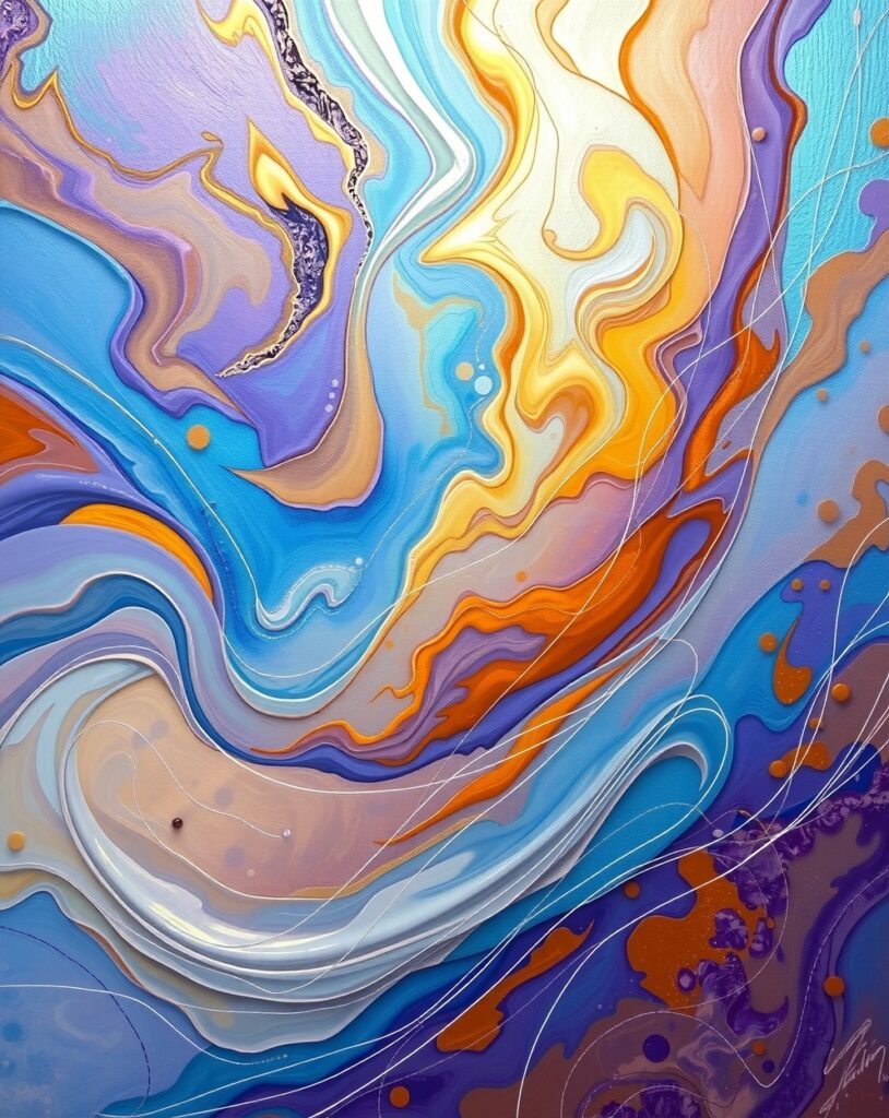 Ethereal Waves of Colorful Shapes – free AI stock image