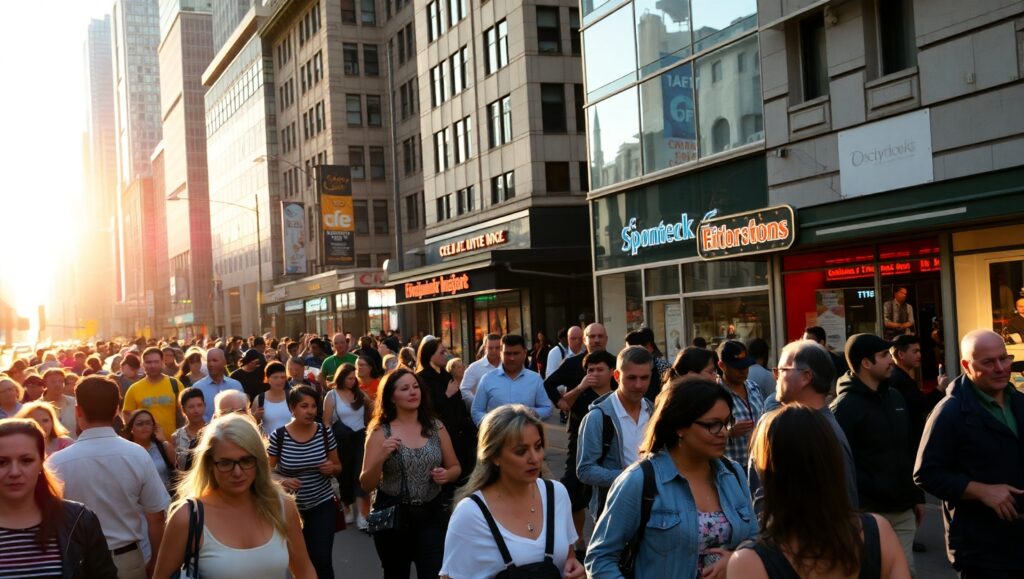 Evening Strolls in a Vibrant City – free AI stock image