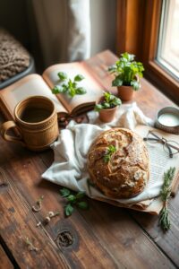 Everyday Objects on a Rustic Table – free AI stock image
