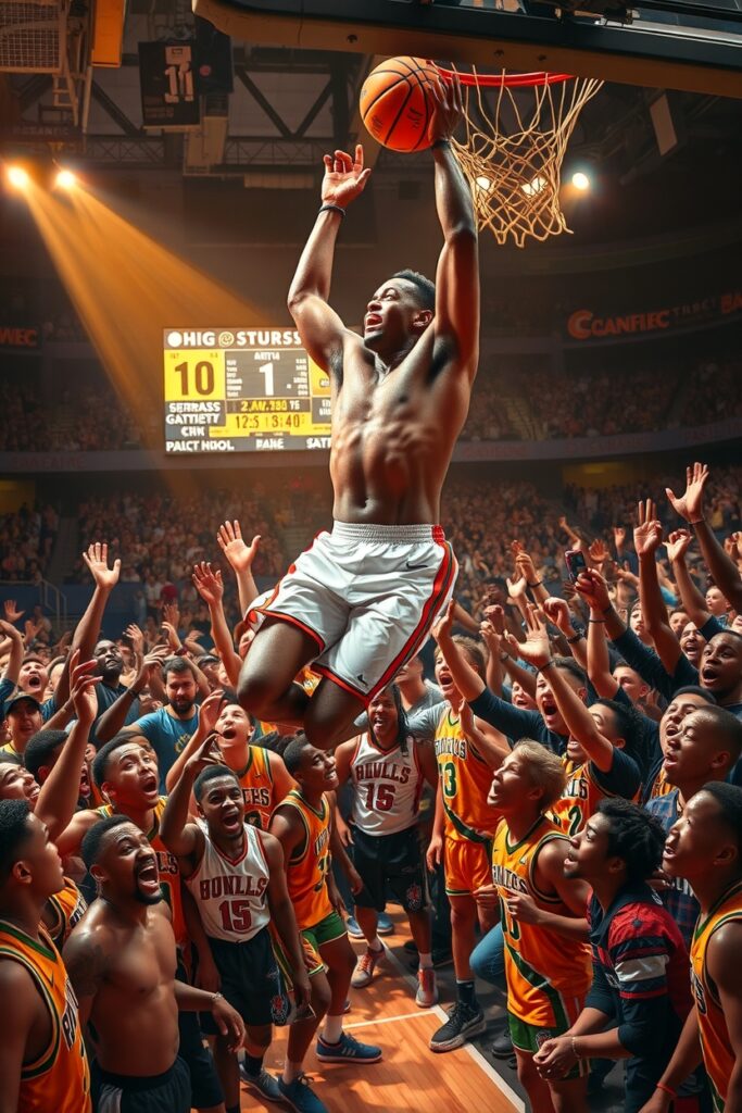 Exciting Action in a High-Stakes Basketball Game – free AI stock image