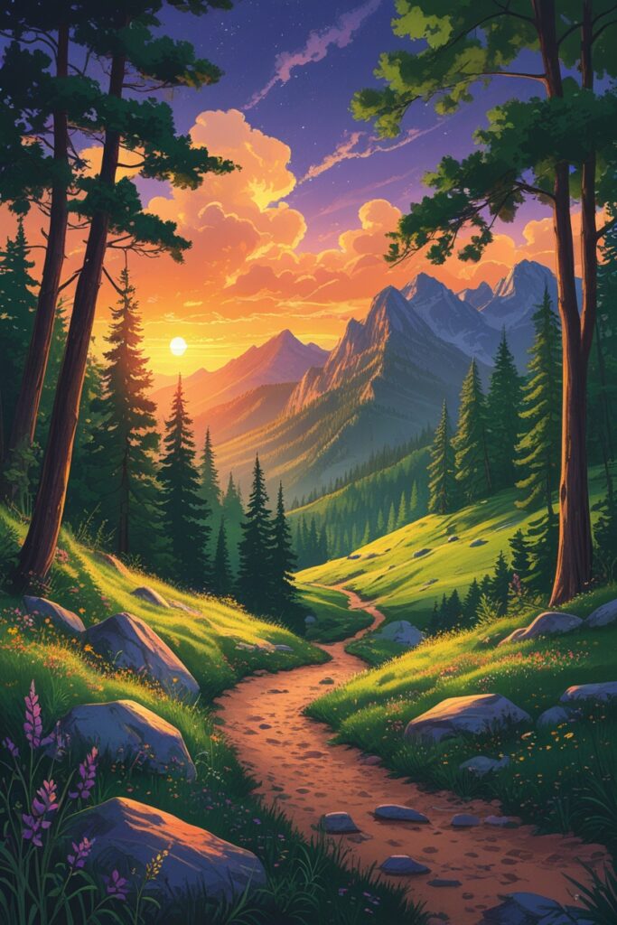 Explore Nature’s Beauty Through Backpacking Trails – free AI stock image