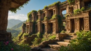 Exploring Ancient Ruins in a Distant Land – free AI stock image