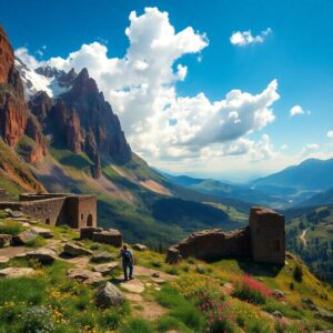 Exploring Ancient Ruins on a Mountain – free AI stock image
