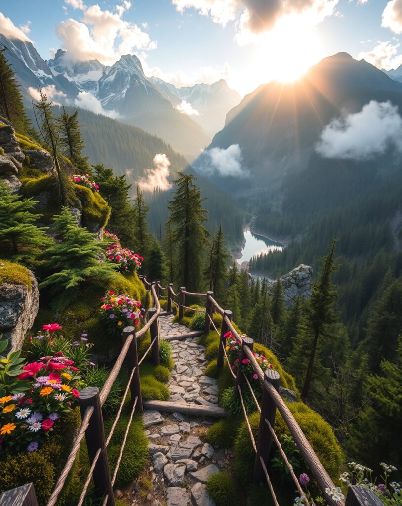 Exploring Hidden Trails in the Mountains – free AI stock image
