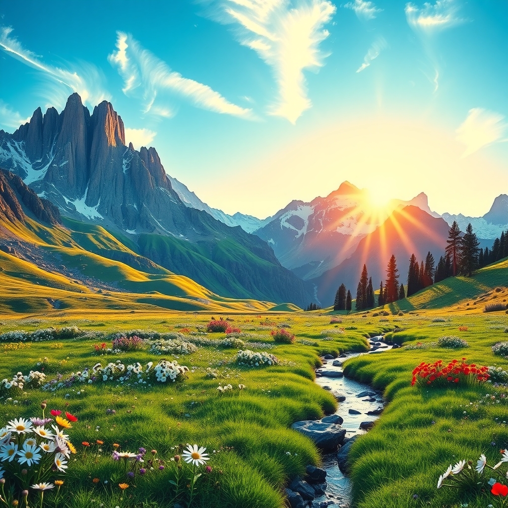 Exploring Majestic Mountain Landscapes – free AI stock image