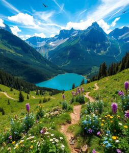 Exploring the Serene Beauty of Mountain Landscapes – free AI stock image