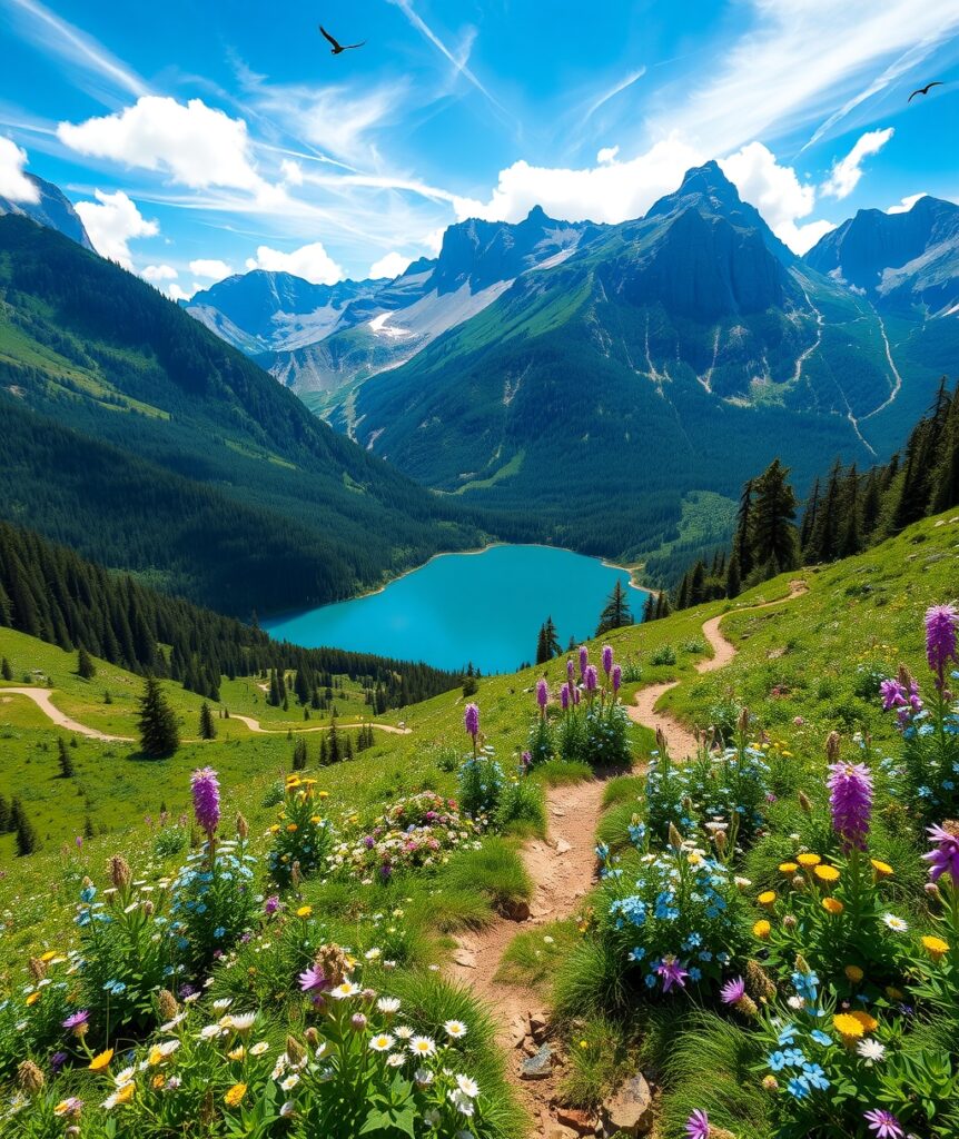 Exploring the Serene Beauty of Mountain Landscapes – free AI stock image