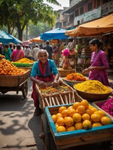 Exploring Vibrant Markets Around the World – free AI stock image