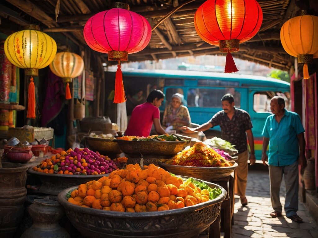 Exploring Vibrant Markets in Exotic Locations – free AI stock image