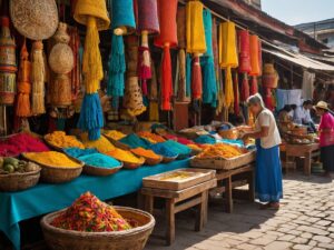 Exploring Vibrant Markets while Traveling the World – free AI stock image