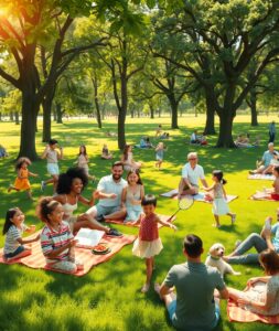 Families Enjoying Together at a Park – free AI stock image