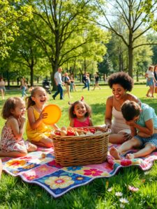 Family Enjoying a Picnic in the Park – free AI stock image