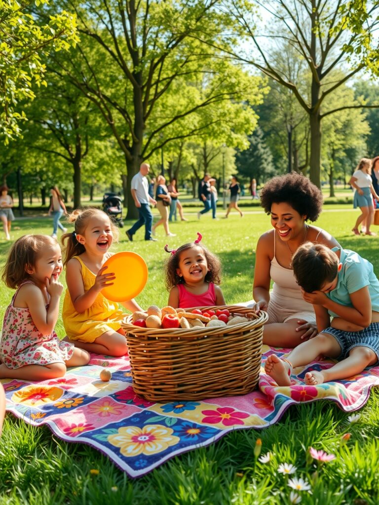 Family Enjoying a Picnic in the Park – free AI stock image
