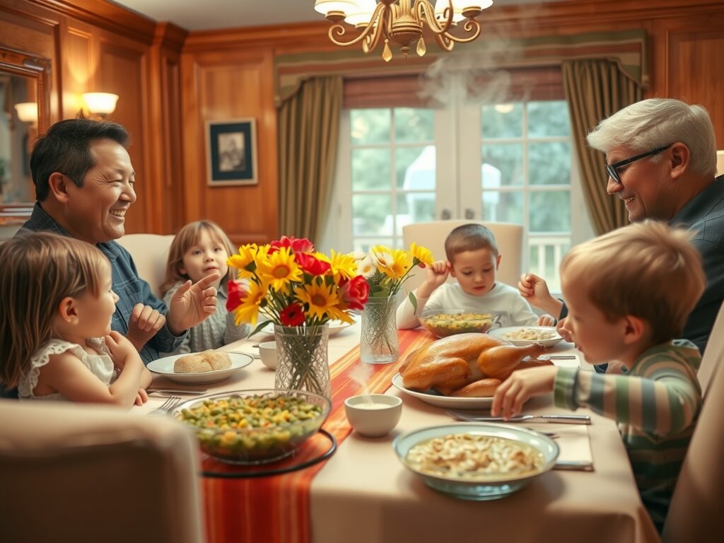 A Family Gathered Around the Dinner Table – free AI stock image