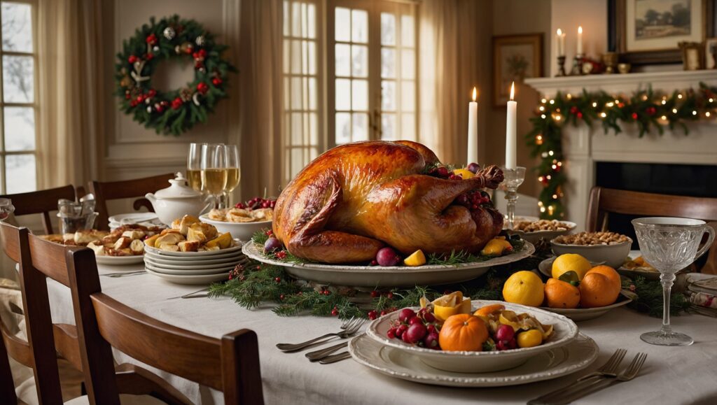 Family Gathering Around a Festive Table – free AI stock image