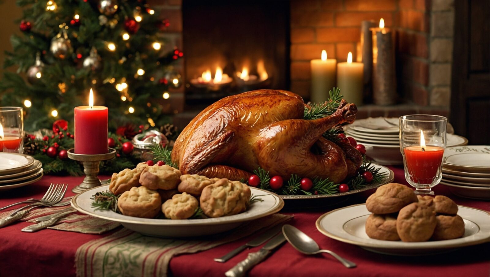 family gathering around a festive table