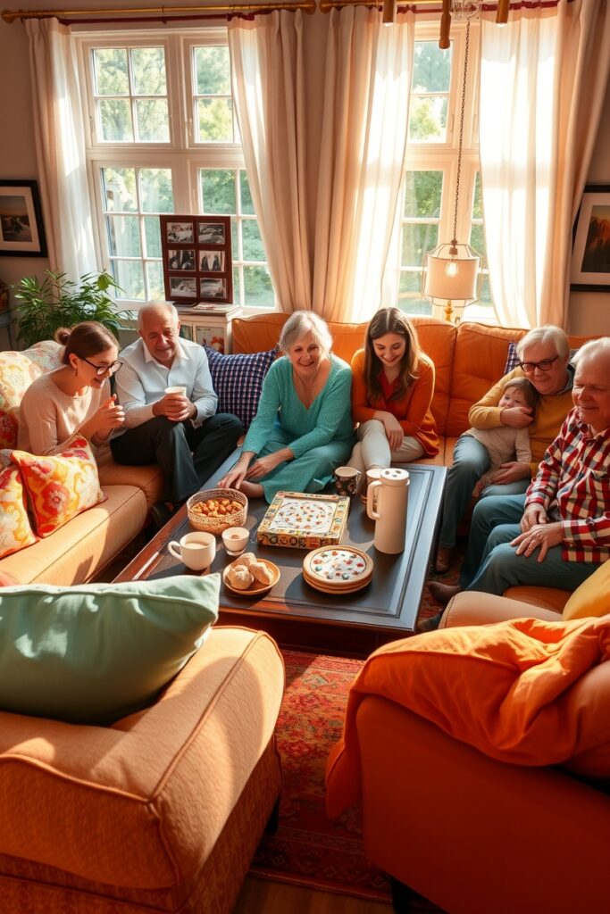 Family Gathering in a Cozy Living Room – free AI stock image
