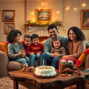 Family Gathering in a Cozy Living Room – free AI stock image