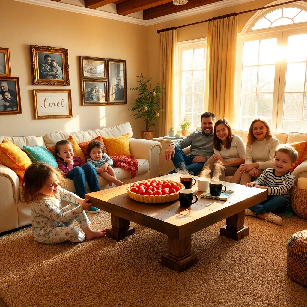 A Family Gathering in a Cozy Living Room – free AI stock image