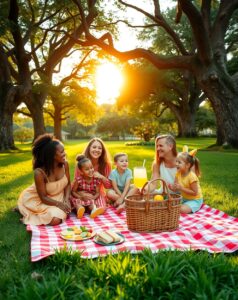 Family Picnic in a Sunny Park – free AI stock image