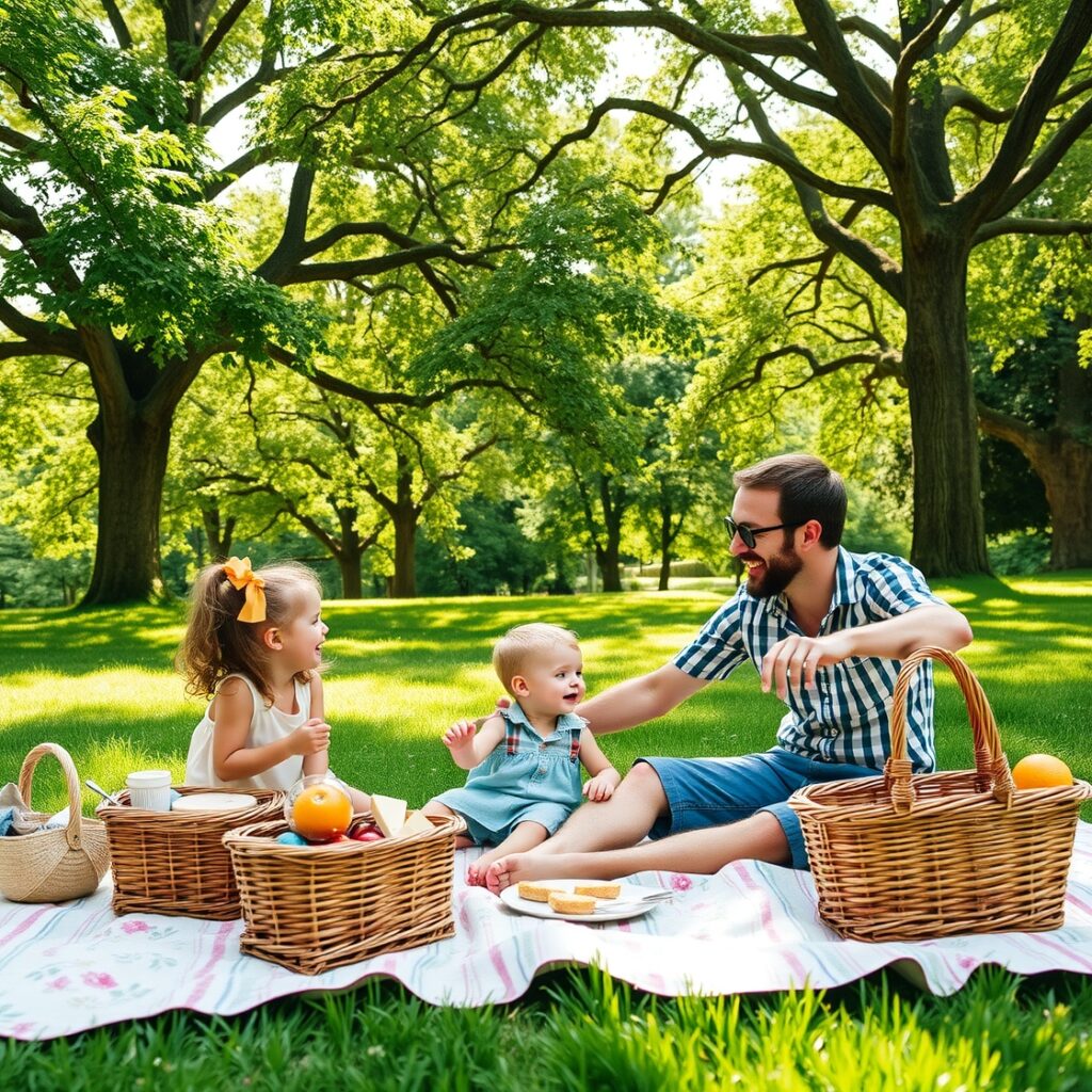 Family Picnic Under the Trees – free AI stock image