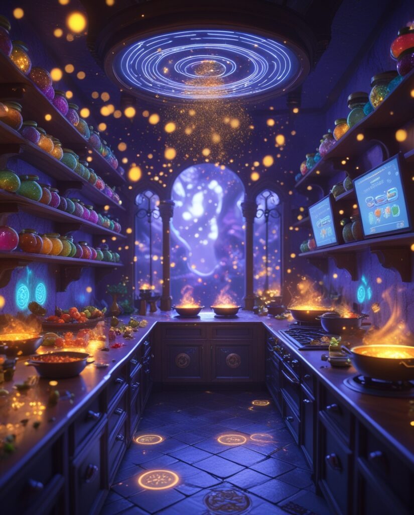 Fantastical Kitchen with Magical Ingredients – free AI stock image